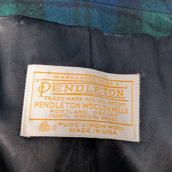 Vintage Checked 100% Wool Coat with Austrian Crystals - Blue Green Tartan - Picture 14 of 15